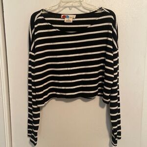Free People Beach Striped Cropped Ribbed Top